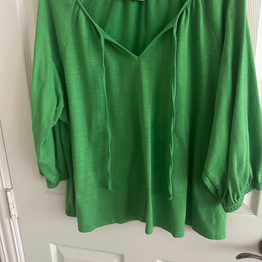 Laurie Felt Vibrant Green V-Neck Top